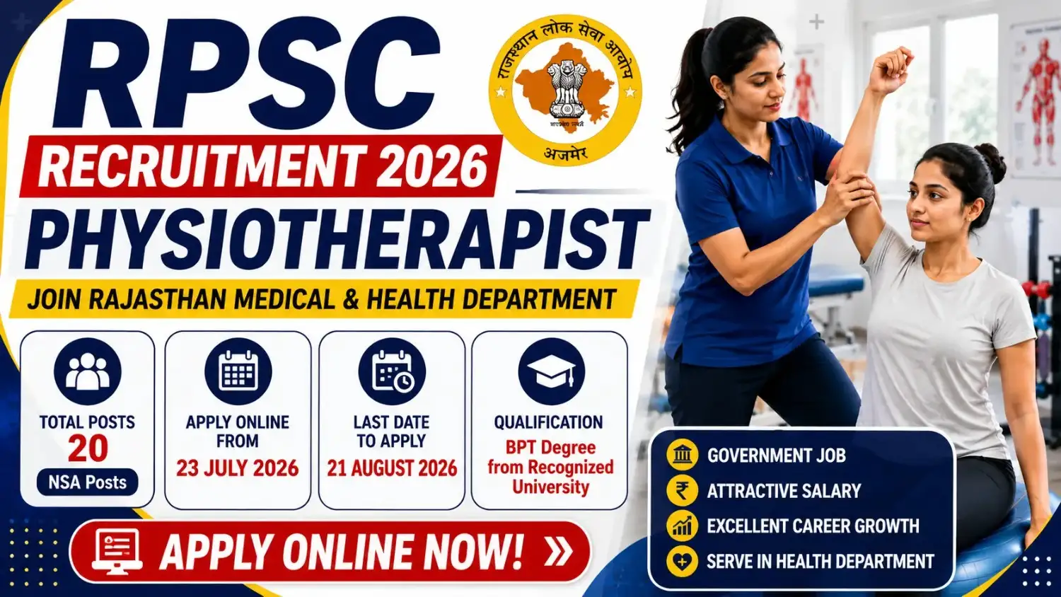 RPSC Physiotherapist Online Form 2026
